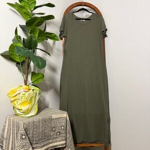American Giant XL Olive Green 100% Supima Cotton Tee Shirt Maxi Dress